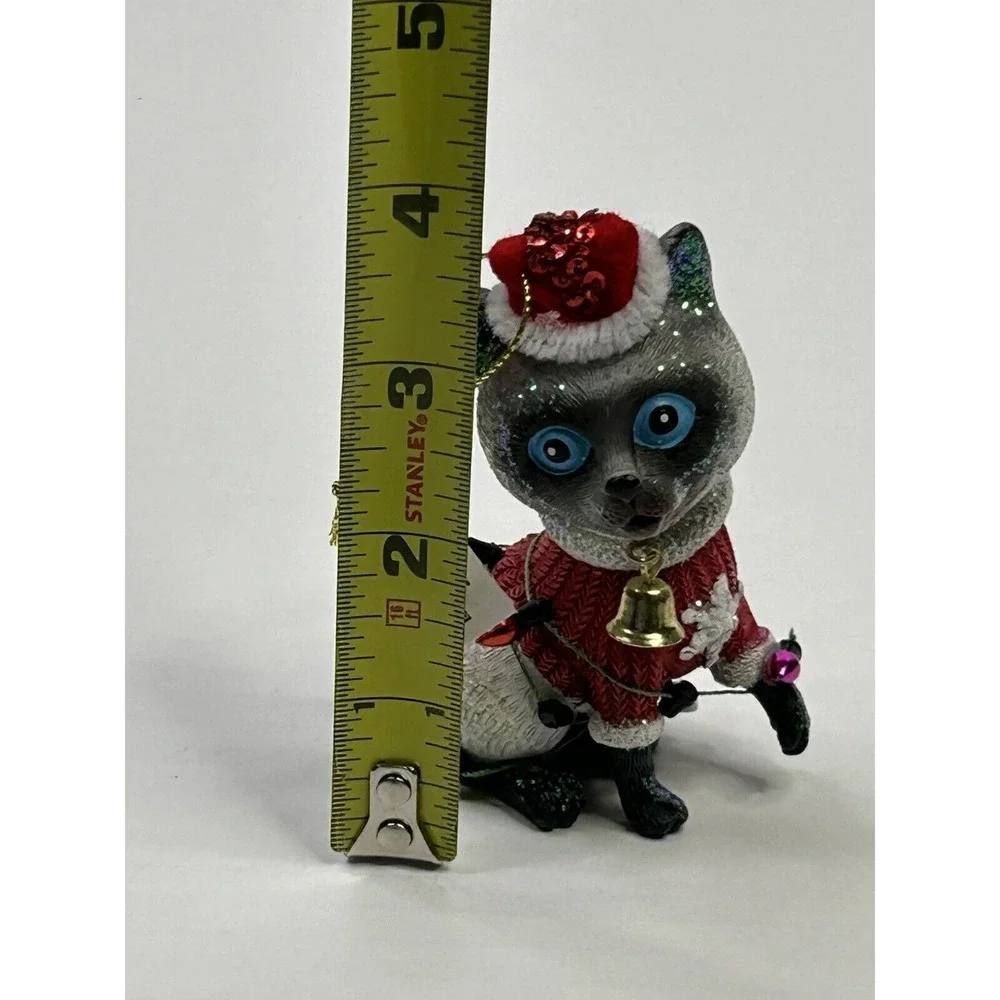 Pier 1 Imports Cat Christmas Ornament Wearing A Santa Hat Multicolored NWT‎